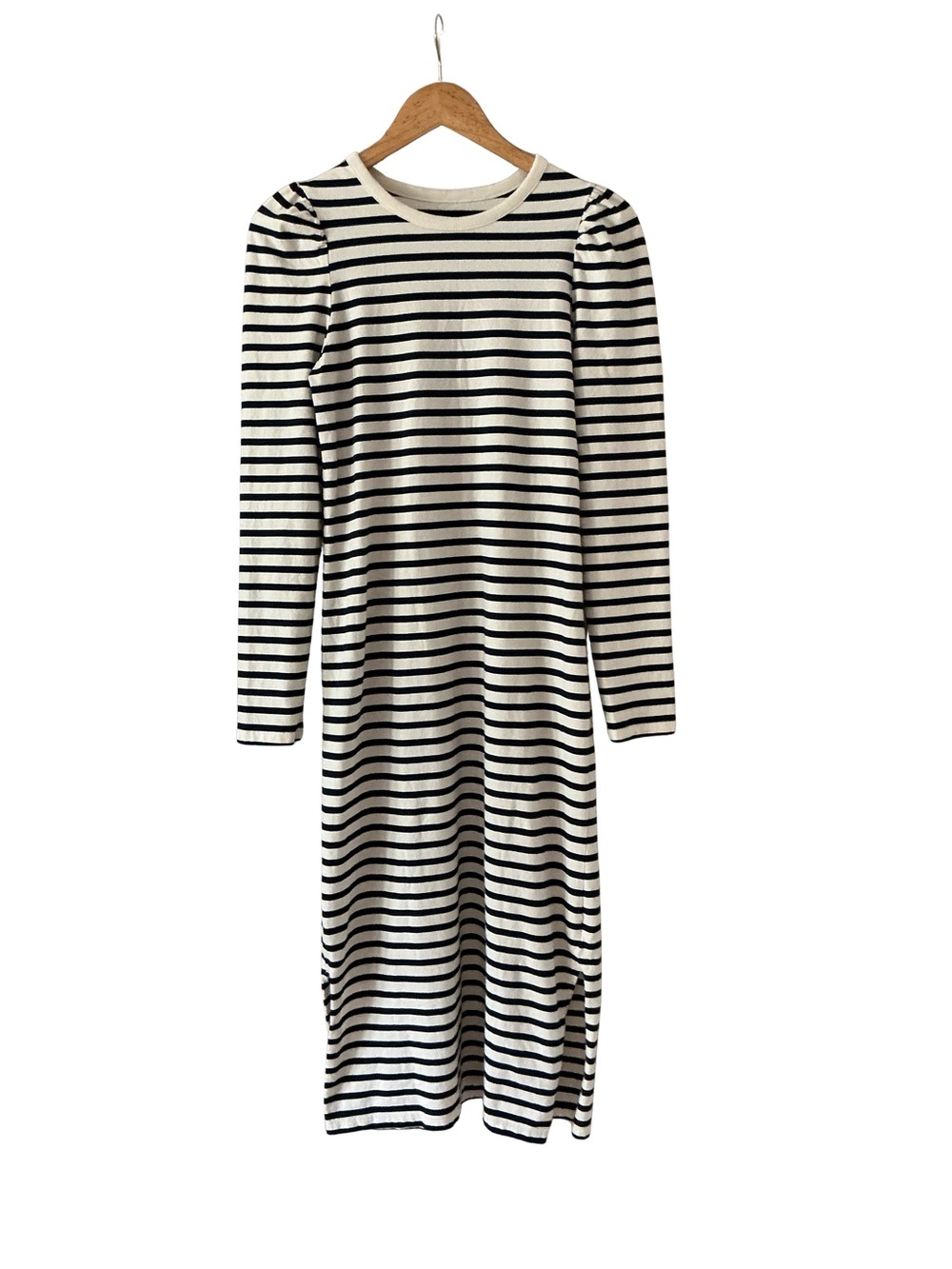 Universal Thread Navy & White Striped Puffed Sleeve Dress